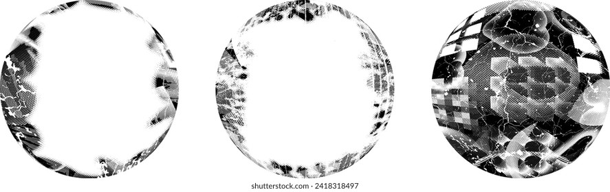 Sprayed black circle set.Graffiti art design . Noise dispersion circle . Spray effect .Grunge texture . Distressed element .vector