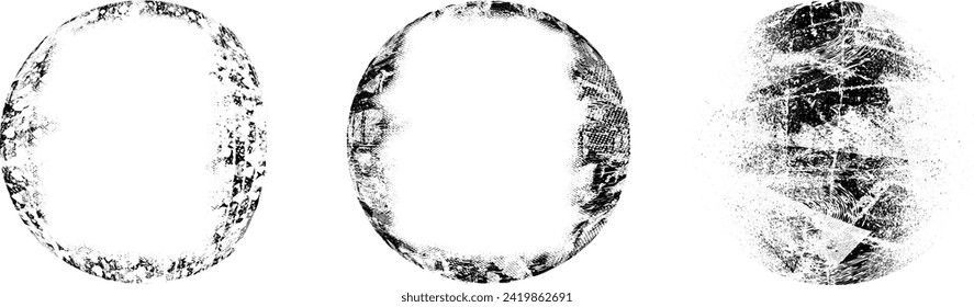Sprayed black circle set.Graffiti art design . Noise dispersion circle . Spray effect .Grunge texture . Distressed element .vector