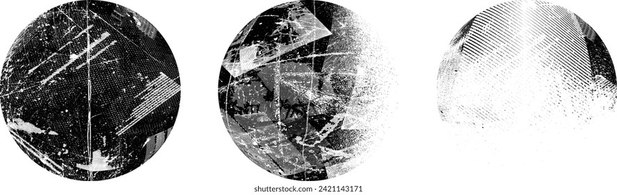 Bespritzt schwarzen Kreis Set.Graffiti art design . Geräuschstreuungskreis Spritzeffekt .Grunge Textur . Distressives Element .Vektor