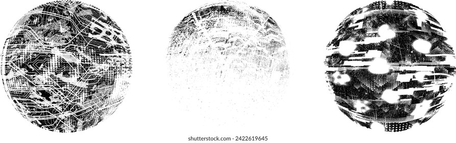 Bespritzt schwarzen Kreis Set.Graffiti art design . Geräuschstreuungskreis Spritzeffekt .Grunge Textur . Distressives Element .Vektor