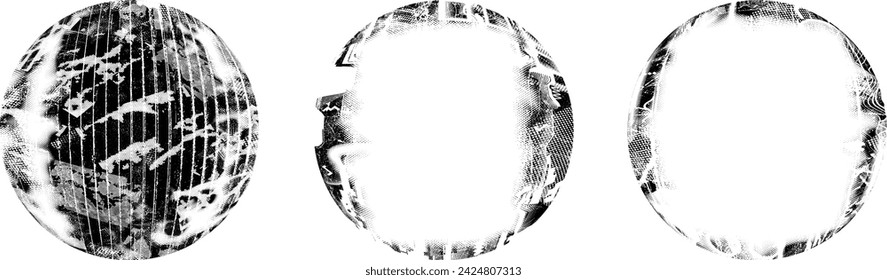 Versprühte schwarze Kreis-Set.Graffiti-Kunst-Design . Kreis der Geräuschdispersionen. Spray-Effekt .Grunge Textur . Distressed-Element .vector