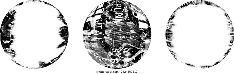 Versprühte schwarze Kreis-Set.Graffiti-Kunst-Design . Kreis der Geräuschdispersionen. Spray-Effekt .Grunge Textur . Distressed-Element .vector
