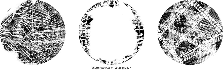 Sprayed black circle set.Graffiti art design . Noise dispersion circle . Spray effect .Grunge texture . Distressed element .vector
