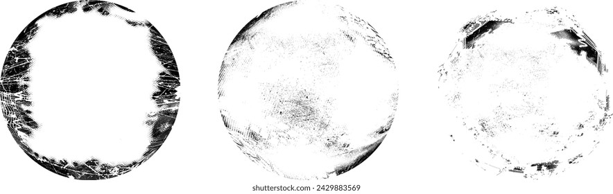 Sprayed black circle set.Graffiti art design . Noise dispersion circle . Spray effect .Grunge texture . Distressed element .vector