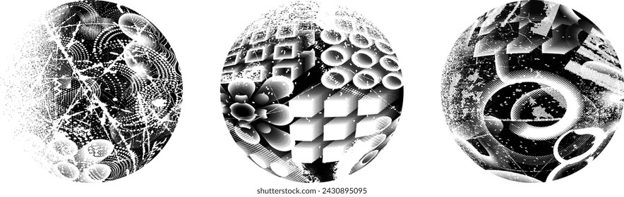 Sprayed black circle set.Graffiti art design . Noise dispersion circle . Spray effect .Grunge texture . Distressed element .vector