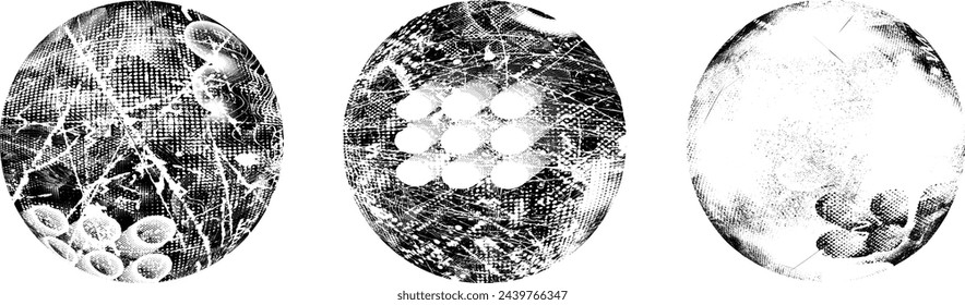 Sprayed black circle set.Graffiti art design . Noise dispersion circle . Spray effect .Grunge texture . Distressed element .vector