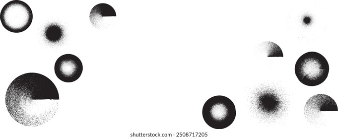 Sprayed black circles frame .Graffiti art design . Noise dispersion circle . Spray effect .Grunge texture . Distressed element .vector 