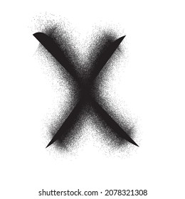 Sprayed black crossed lines .Graffiti art design . Noise dispersion  x logo . Spray effect .Grunge texture . Distressed element .vector 