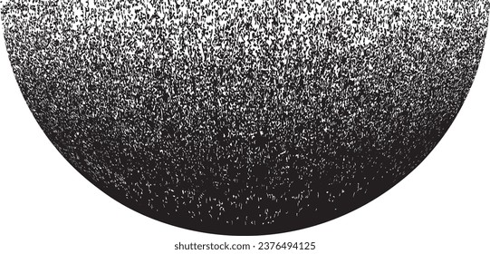 Sprayed black half circle form .Graffiti art design . Noise dispersion circle . Spray effect .Grunge texture . Distressed element  .Vector grungy semicircle. Half sphere.