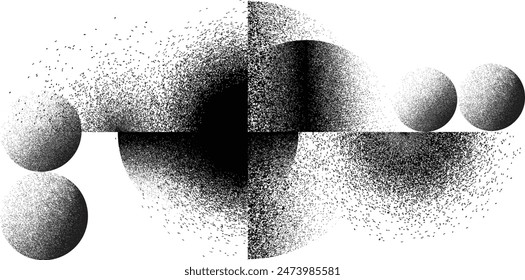 Sprayed black half circle form .Graffiti art design . Noise dispersion circle . Spray effect .Grunge texture . Distressed element .vector 