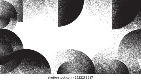 Sprayed black half circles composition .Graffiti art design . Noise textured semi circles . Spray effect .Grunge texture .Art design forms.Distressed element .Rough roller paint semicircles .Vector 