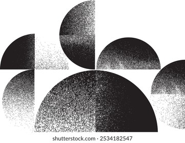 Sprayed black half circles composition .Graffiti art design . Noise textured semi circles . Spray effect .Grunge texture .Art design forms.Distressed element .Rough roller paint semicircles .Vector  