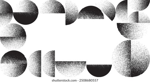 Sprayed black half circles frame .Graffiti art design . Noise dispersion circle . Spray effect .Grunge texture . Distressed element .vector 