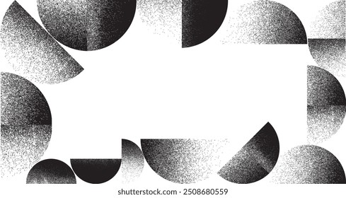 Sprayed black half circles frame .Graffiti art design . Noise dispersion circle . Spray effect .Grunge texture . Distressed element .vector 