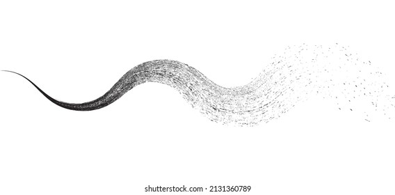 Sprayed black line .Graffiti art design . Noise dispersion logo . Spray effect .Grunge, grainy, gritty texture . Distressed element .vector 