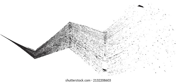 Sprayed black line .Graffiti art design . Noise dispersion logo . Spray effect .Grunge, grainy, gritty texture . Distressed element .vector 