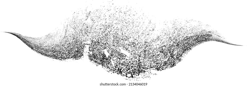 Sprayed black line .Graffiti art design . Noise dispersion logo . Spray effect .Grunge, grainy, gritty texture . Distressed element .vector 