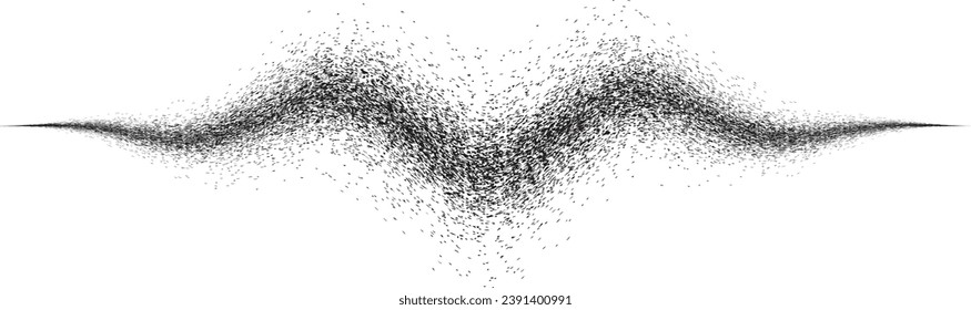 Sprayed black line .Graffiti art design . Noise dispersion logo . Spray effect .Grunge, grainy, gritty texture . Distressed element .vector . Straight line with shadow effect