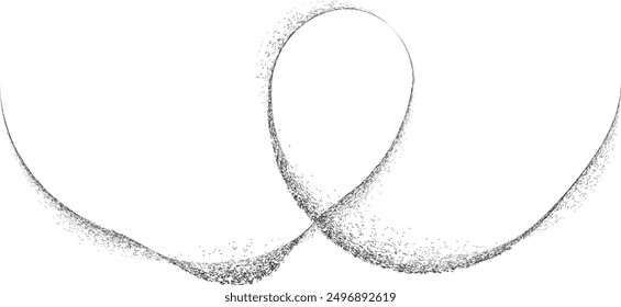 Sprayed black rounded lines .Graffiti art design . Noise dispersion logo . Spray effect .Grunge curved line . Grainy, gritty textured line . Distressed element .vector