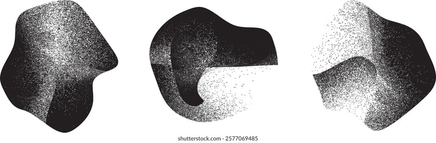 Sprayed black shapes composition .Graffiti art design . Noise textured shapes . Spray effect .Grunge texture .Art design forms.Distressed element .Rough roller paint shapes .Vector
