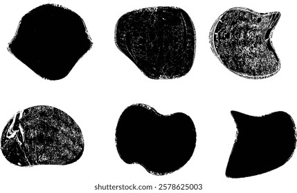 Sprayed black shapes composition .Graffiti art design . Noise textured shapes . Spray effect .Grunge texture .Art design forms.Distressed element .Rough roller paint shapes .Vector
