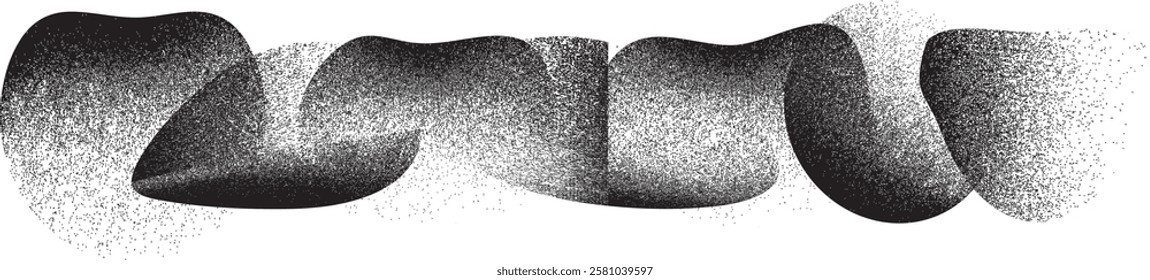 Sprayed black shapes composition .Graffiti art design . Noise textured shapes . Spray effect .Grunge texture .Art design forms.Distressed element .Rough roller paint shapes .Vector
