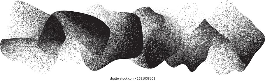 Sprayed black shapes composition .Graffiti art design . Noise textured shapes . Spray effect .Grunge texture .Art design forms.Distressed element .Rough roller paint shapes .Vector
