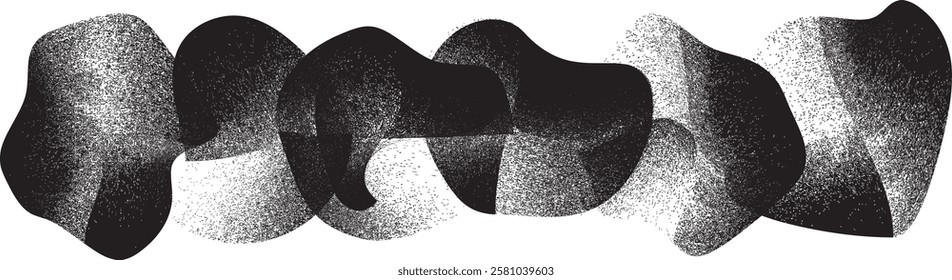Sprayed black shapes composition .Graffiti art design . Noise textured shapes . Spray effect .Grunge texture .Art design forms.Distressed element .Rough roller paint shapes .Vector
