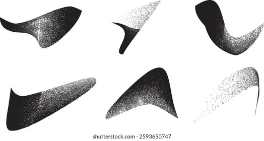 Sprayed black shapes composition .Graffiti art design . Noise textured shapes . Spray effect .Grunge texture .Art design forms.Distressed element .Rough roller paint shapes .Vector 
