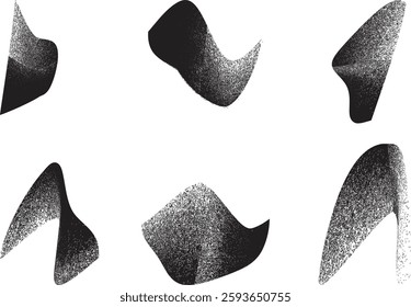 Sprayed black shapes composition .Graffiti art design . Noise textured shapes . Spray effect .Grunge texture .Art design forms.Distressed element .Rough roller paint shapes .Vector 
