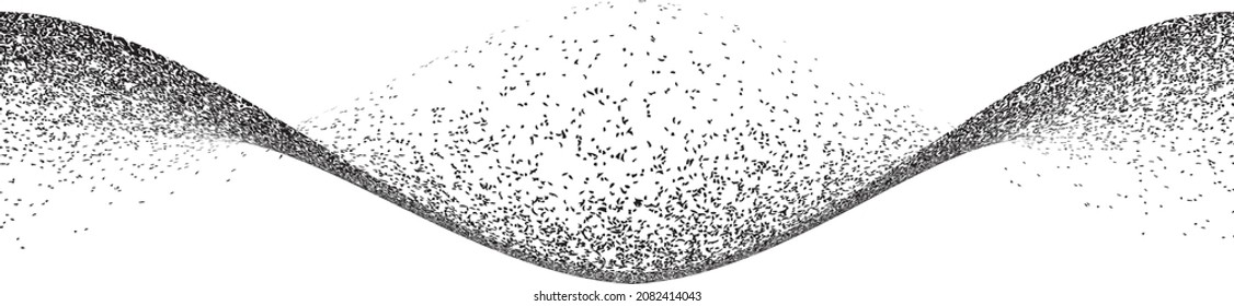 Sprayed black spiral line .Graffiti art design . Noise dispersion wavy logo . Spray effect .Grunge texture . Distressed element .vector 