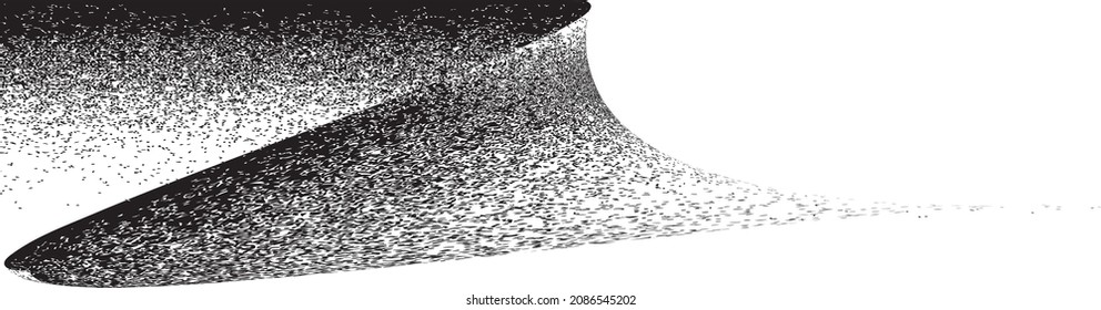 Sprayed black spiral line .Graffiti art design . Noise dispersion wavy logo . Spray effect .Grunge texture . Distressed element .vector