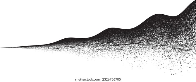 Línea de espiral negra rociada. Diseño artístico del graffiti. Logo ondulado de dispersión de ruido. Efecto spray .Textura gruesa. Elemento perturbado . Vector texturizado de rango