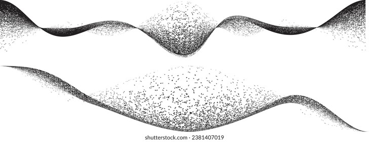 Sprayed black spiral line .Graffiti art design . Noise dispersion wavy logo . Spray effect .Grunge texture . Distressed element .vector 