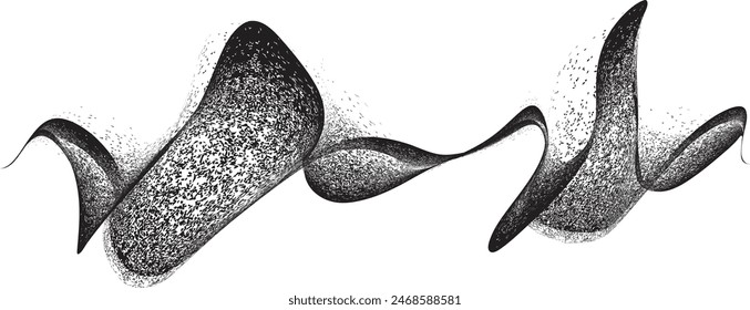 Sprayed black spiral line .Graffiti art design . Noise dispersion grungy wavy logo . Spray effect .Grunge texture . Distressed element . Grange textured vector