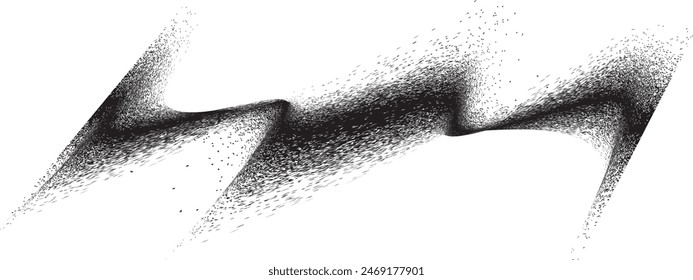 Sprayed black spiral line .Graffiti art design . Noise dispersion grungy wavy logo . Spray effect .Grunge texture . Distressed element . Grange textured vector