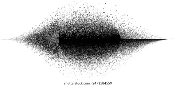 Sprayed black spiral line .Graffiti art design . Noise dispersion grungy wavy logo . Spray effect .Grunge texture . Distressed element . Grange textured vector