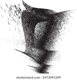 Versprühte schwarze Spirale Linie .Graffiti Kunst Design . Lärmstreuung grungy Tornado Logo . Spray-Effekt .Grunge Textur . Not leidendes Element . Grange strukturierte Vektorgrafik