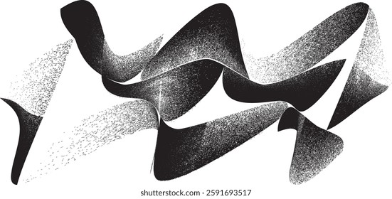 Sprayed black spiral line .Graffiti art design . Noise dispersion grungy wavy logo . Spray effect .Grunge texture . Distressed element . Grange textured vector