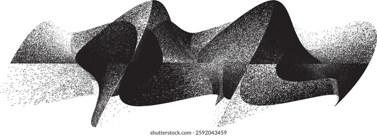 Sprayed black spiral line .Graffiti art design . Noise dispersion grungy wavy logo . Spray effect .Grunge texture . Distressed element . Grange textured vector