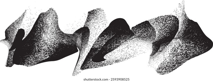 Sprayed black spiral line .Graffiti art design . Noise dispersion grungy wavy logo . Spray effect .Grunge texture . Distressed element . Grange textured vector