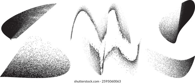 Sprayed black spiral line .Graffiti art design . Noise dispersion grungy wavy logo . Spray effect .Grunge texture . Distressed element . Grange textured vector