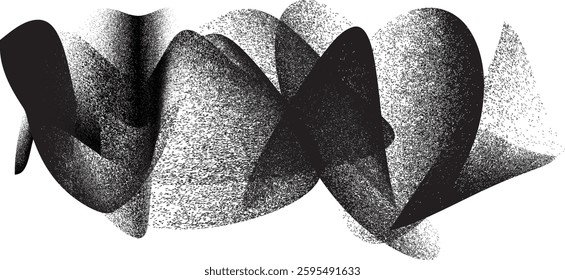 Sprayed black spiral line .Graffiti art design . Noise dispersion grungy wavy logo . Spray effect .Grunge texture . Distressed element . Grange textured vector
