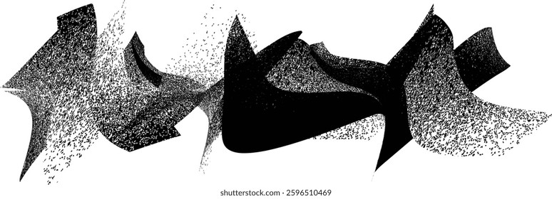 Sprayed black spiral line .Graffiti art design . Noise dispersion grungy wavy logo . Spray effect .Grunge texture . Distressed element . Grange textured vector 