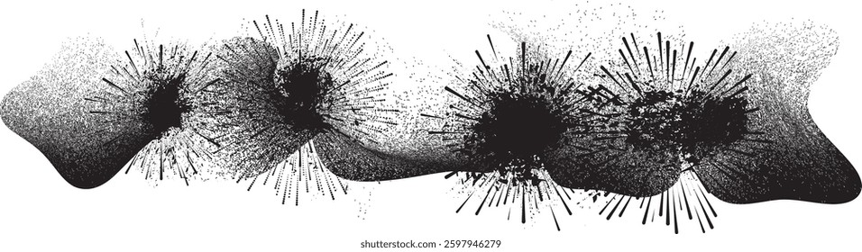 Sprayed black spiral line .Graffiti art design . Noise dispersion grungy wavy logo . Spray effect .Grunge texture . Distressed element . Grange textured vector

