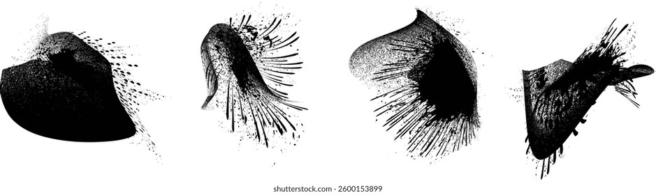 Sprayed black spiral line .Graffiti art design . Noise dispersion grungy wavy logo . Spray effect .Grunge texture . Distressed element . Grange textured vector
