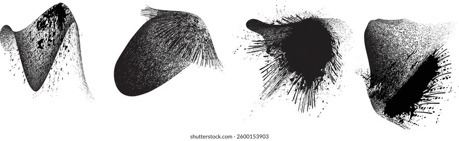 Sprayed black spiral line .Graffiti art design . Noise dispersion grungy wavy logo . Spray effect .Grunge texture . Distressed element . Grange textured vector
