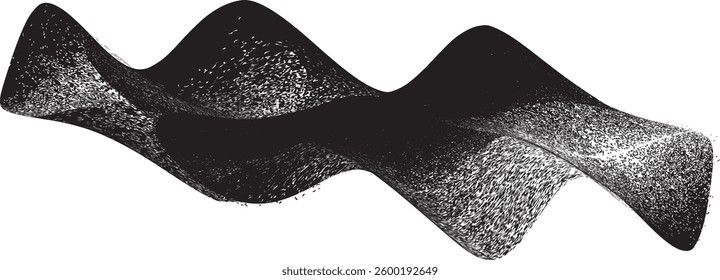 Sprayed black spiral line .Graffiti art design . Noise dispersion grungy wavy logo . Spray effect .Grunge texture . Distressed element . Grange textured vector
