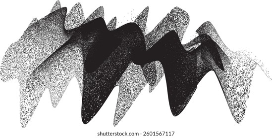 Sprayed black spiral line .Graffiti art design . Noise dispersion grungy wavy logo . Spray effect .Grunge texture . Distressed element . Grange textured vector
