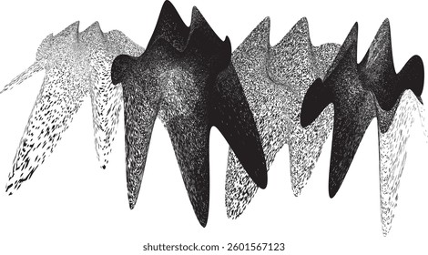 Sprayed black spiral line .Graffiti art design . Noise dispersion grungy wavy logo . Spray effect .Grunge texture . Distressed element . Grange textured vector
